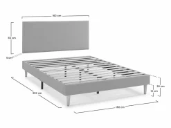 Base tapizada + Cabecero Aura 160x200 cm Gris Oscuro^VS Venta-stock Outlet