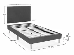 VS Venta-stock Somier Tapizado|Somier - 90X190Cm|Base tapizada + cabecero Bari 90x190 cm Teja