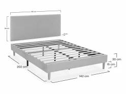 VS Venta-stock Base tapizada + cabecero Bari 140x200 cm Gris Clearance