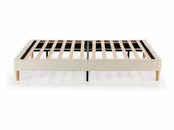 VS Venta-stock Base De Cama De Láminas|Base tapizada Niebla 150x190 cm tela borreguito