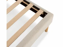 VS Venta-stock Base De Cama De Láminas|Base tapizada Niebla 150x190 cm tela borreguito
