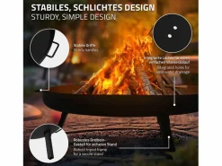 ECD Germany Basero brasero acero con 3 patas plegables barbacoa chimenea Ø80x29cm Negro Hot