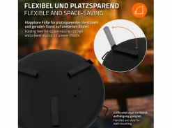 ECD Germany Basero brasero acero con 3 patas plegables barbacoa chimenea Ø80x29cm Negro Hot