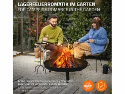 ECD Germany Basero brasero acero con 3 patas plegables barbacoa chimenea Ø80x29cm Negro Hot
