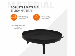 ECD Germany Basero brasero acero con 3 patas plegables barbacoa chimenea Ø80x29cm Negro Hot