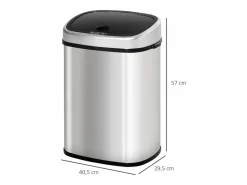 Basurero automático de 48 l con sensor infrarrojo, acero inoxidable, color (40,5 x 29,5 x 57 cm) Plateado New
