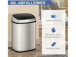 Basurero automático de 48 l con sensor infrarrojo, acero inoxidable, color (40,5 x 29,5 x 57 cm) Plateado New