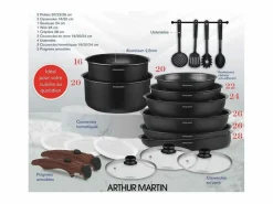 Arthur Martin Batería de cocina - Aluminio - Antiadherente - 20 piezas Multicolor Best