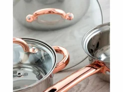 Batería de cocina Vanity Quid 7 piezas inox/bronce Ø14/Ø16/Ø20/Ø24 cm Transparente Discount