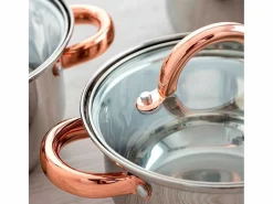 Batería de cocina Vanity Quid 7 piezas inox/bronce Ø14/Ø16/Ø20/Ø24 cm Transparente Discount