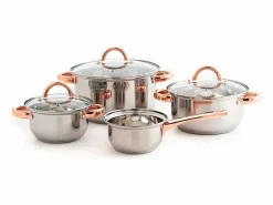 Batería de cocina Vanity Quid 7 piezas inox/bronce Ø14/Ø16/Ø20/Ø24 cm Transparente Discount