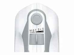 BOSCH Batidora de mano de 450 W y 5 velocidades con varillas y 2 ganchos para amasar de acero inoxidable - Bol graduado con tapa - Bla Blanco Outlet
