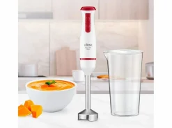 Ufesa Pequeño Electrodoméstico|Batidora de mano Pulsar Delux 600W 2 cuchillas con vaso medidor blanco/rojo