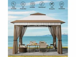 Bealife Carpa Plegable 3x3 Impermeable para Exteriores,Jardín, Camping y Playa con Altura Ajustable Pérgolas,^ Hot