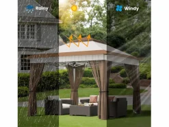 Bealife Carpa Plegable 3x3 Impermeable para Exteriores,Jardín, Camping y Playa con Altura Ajustable Pérgolas,^ Hot