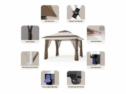 Bealife Carpa Plegable 3x3 Impermeable para Exteriores,Jardín, Camping y Playa con Altura Ajustable Pérgolas,^ Hot