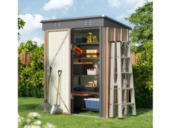 Bealife Caseta de Jardín de Metal 162x95x182 cm, Casa de Equipos Marrón con Construcción Estable para el Jardín^ Discount