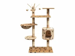 Garden Furniture Bellmead Rascador para gatos poste rascador de sisal 125cm huellas Beige Best