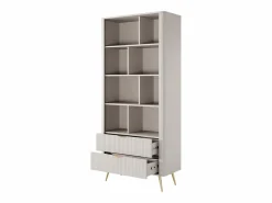 Biblioteca - 2 cajones y 8 estantes - MDF - y dorado - ELONARIA de Pascal Morabito^Vente-unique New