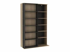 Vente-unique Biblioteca corredero con 18 estantes - Natural y antracita - PRALI Gris antracita / Color natural claro Clearance
