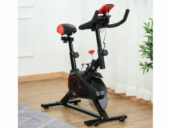 Bicicleta Estática|Bicicleta estática con pantalla LCD, asiento regulable y resistencia regulable, acero, color negro (85x46x114cm)