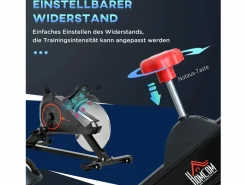 Bicicleta Estática|Bicicleta estática con pantalla LCD, asiento regulable y resistencia regulable, acero, color negro (85x46x114cm)