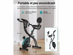 MERACH Bicicleta Estática 4 en 1, LCD, Bluetooth, APP, 16 Niveles Magnéticos, Monitor de Frecuencia Cardíaca, Plegable, Silenciosa, X-Bike, Negro Hot