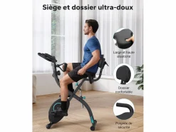 MERACH Bicicleta Estática 4 en 1, LCD, Bluetooth, APP, 16 Niveles Magnéticos, Monitor de Frecuencia Cardíaca, Plegable, Silenciosa, X-Bike, Negro Hot