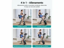 MERACH Bicicleta Estática 4 en 1, LCD, Bluetooth, APP, 16 Niveles Magnéticos, Monitor de Frecuencia Cardíaca, Plegable, Silenciosa, X-Bike, Negro Hot