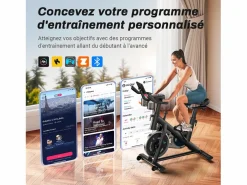 MERACH Bicicleta Estática|Bicicleta estática silenciosa, resistencia ajustable, pantalla LED, APP, carga 136 kg, ideal para casa
