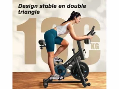 MERACH Bicicleta Estática|Bicicleta estática silenciosa, resistencia ajustable, pantalla LED, APP, carga 136 kg, ideal para casa