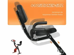 Bicicleta estática plegable 2 en 1 con pantalla LCD y resistencia magnética de 8 niveles, acero, color rojo (105 x 48 x 118 cm) Sale