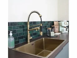 Big Hotto Mezclador para fregadero con ducha móvil en oro cepillado^Essebagno Clearance