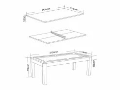 Vente-unique Billar y ping-pong BALTHAZAR - 213x112x81.5 cm - Gris Best