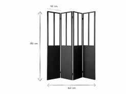 Biombo 4 paneles en metal y cristal RACK^Miliboo Best