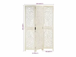 vidaxl Biombo|Biombo 3 paneles tallado a mano madera mango 120x165 cm