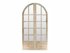 Biombo de espejo de madera con efecto patinado - 2 paneles - An. 96 x Al. 180 cm - Natural - KEDIRI^OZAIA Online