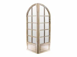 Biombo de espejo de madera con efecto patinado - 2 paneles - An. 96 x Al. 180 cm - Natural - KEDIRI^OZAIA Online