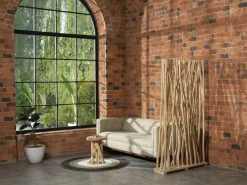 OZAIA Biombo de madera de teca - Ancho 100 x Prof. 25 x Alt. 180 cm - Natural - GAYANA Color natural claro Clearance