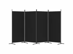Biombo divisor de 4 paneles de tela 346x180 cm ES223180 Negro Clearance