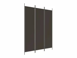Biombo divisor de 3 paneles de tela marrón 150x200 cm ES427057^ New