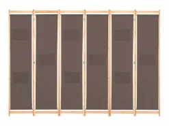 Biombo divisor de 6 paneles de tela marrón 240x170x4 cm ES264747 Marru00f3n Discount
