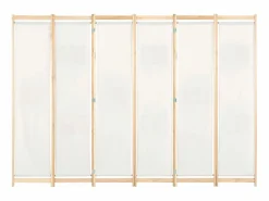Biombo divisor de 6 paneles de tela color 240x170x4 cm ES139522 Crema New