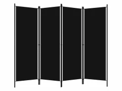 Biombo divisor de 4 paneles 200x180 cm ES200897 Negro Sale