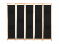 Biombo divisor de 5 paneles de tela 200x170x4 cm ES397456 Negro Online