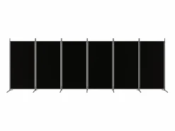 Biombo divisor de 6 paneles de tela 520x180 cm ES965211 Negro Outlet
