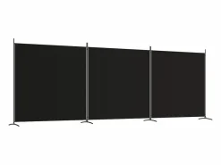 Biombo divisor de 3 paneles de tela 525x180 cm ES302997 Negro