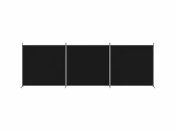 Biombo divisor de 3 paneles de tela 525x180 cm ES302997 Negro