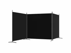 Biombo divisor de 3 paneles de tela 525x180 cm ES302997 Negro