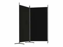 Biombo divisor de 2 paneles de tela 175x180 cm ES860976 Negro Best